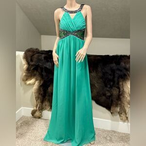 Vintage Style Chiffon Halter Beaded Maxi Dress/Party Dress/Evening Dress
